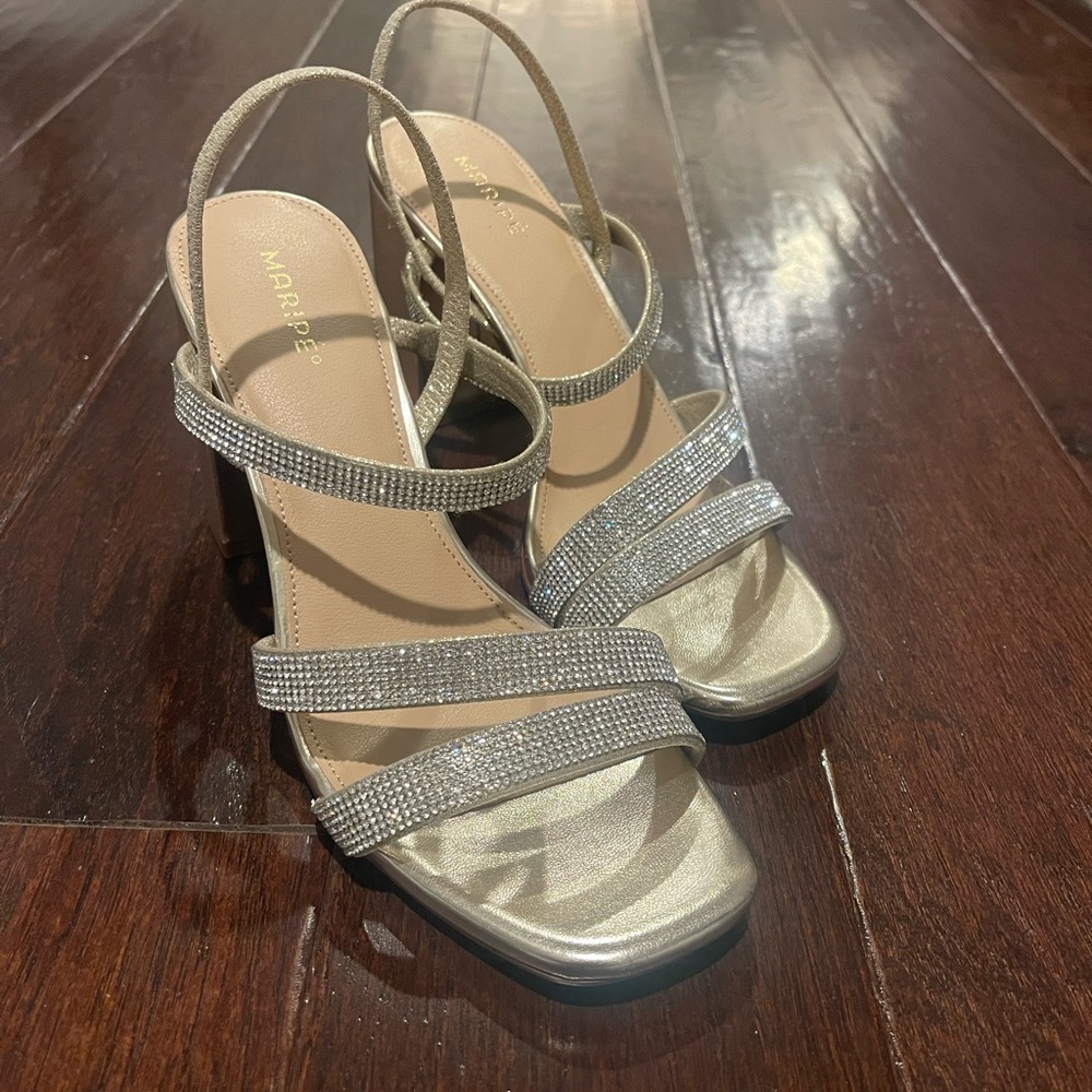 Gold Sparkly Block Heels - NEVER WORN